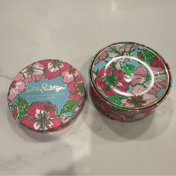 NWT Lilly Pulitzer Big Flirt Ceramic Coaster Set of 4 - Picture 4 of 5